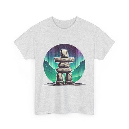 Aurora Stone Inukshuk Tee, Northern Lights Inukshuk T-Shirt,  Arctic Stone Stack Aurora Graphic Tee, Canada Inuit Symbol Shirt