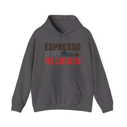 Mens Heavy Blend™ Hooded Sweatshirt, Espresso Is My Religion Coffee Rome Mens Hoodie