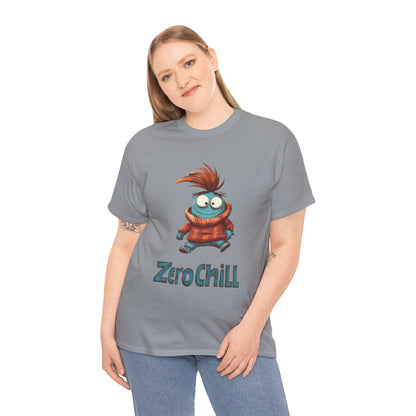 Zero Chill Funny Cartoon Character Tee, Quirky Cute Monster Shirt, Chill Vibes Humor Gift, Fun Cartoon T-Shirt, Chill Vibe Shirt