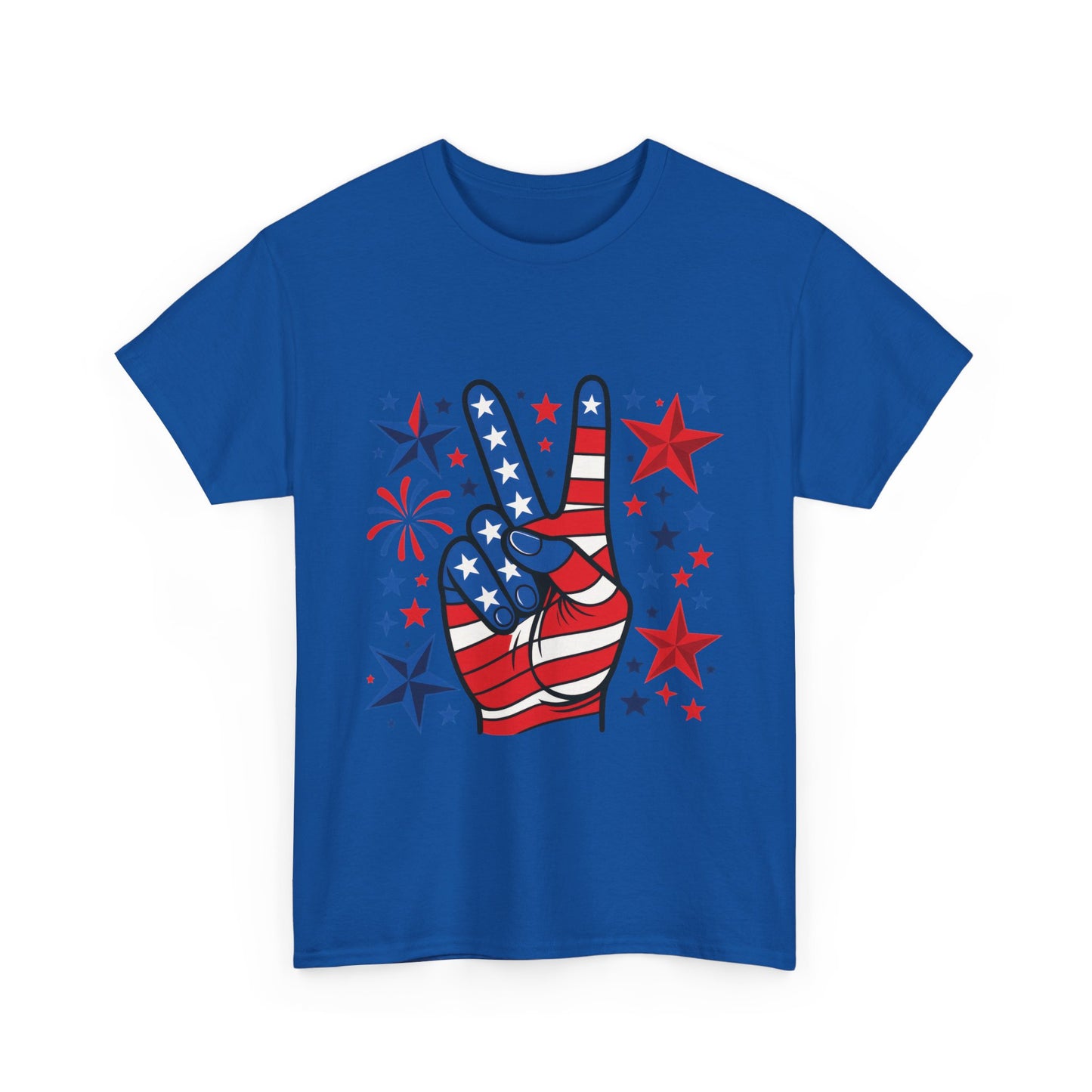 Patriotic Peace Hand Unisex Heavy Cotton Tee - Ideal for July 4th, Independence Day, Celebrations, Casual Wear, Everyday Style