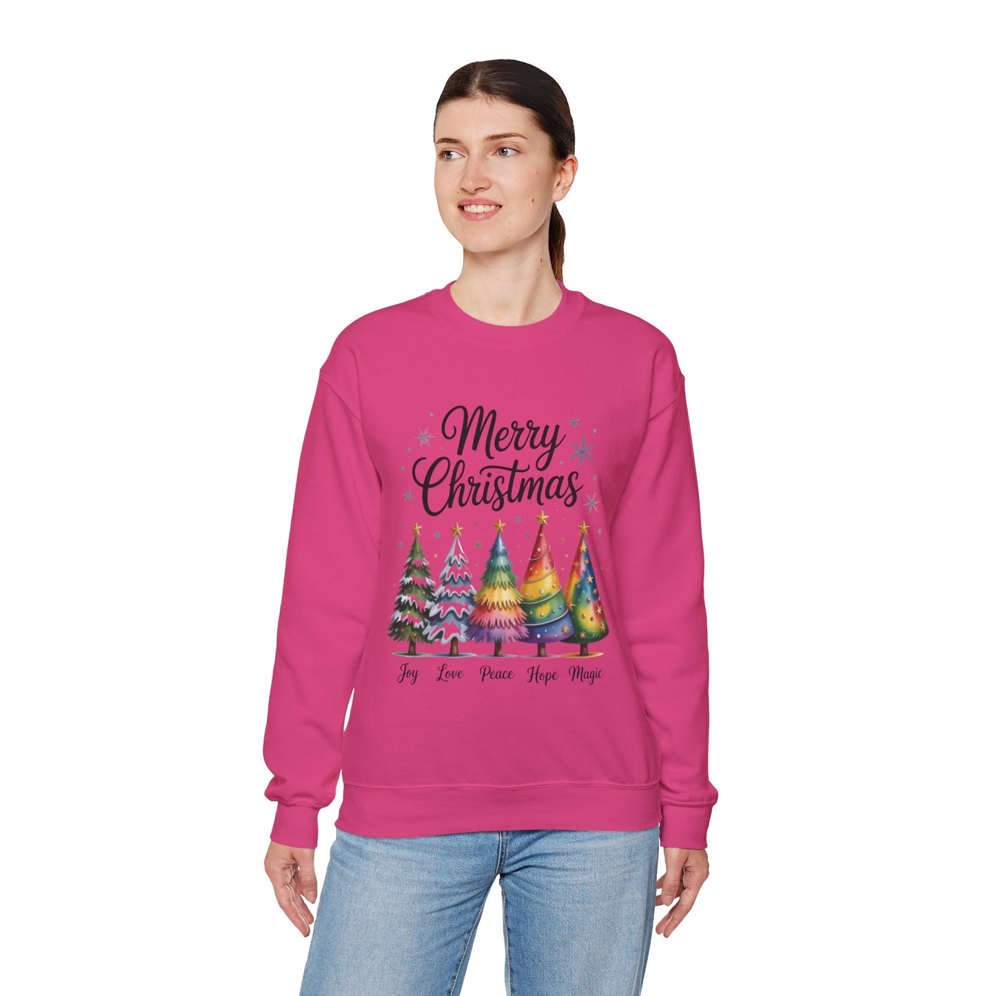 Merry Christmas Women's Sweatshirt, Joy Love Peace Hope Magic Pullover, Women's Heavy Blend™ Crewneck Sweatshirt