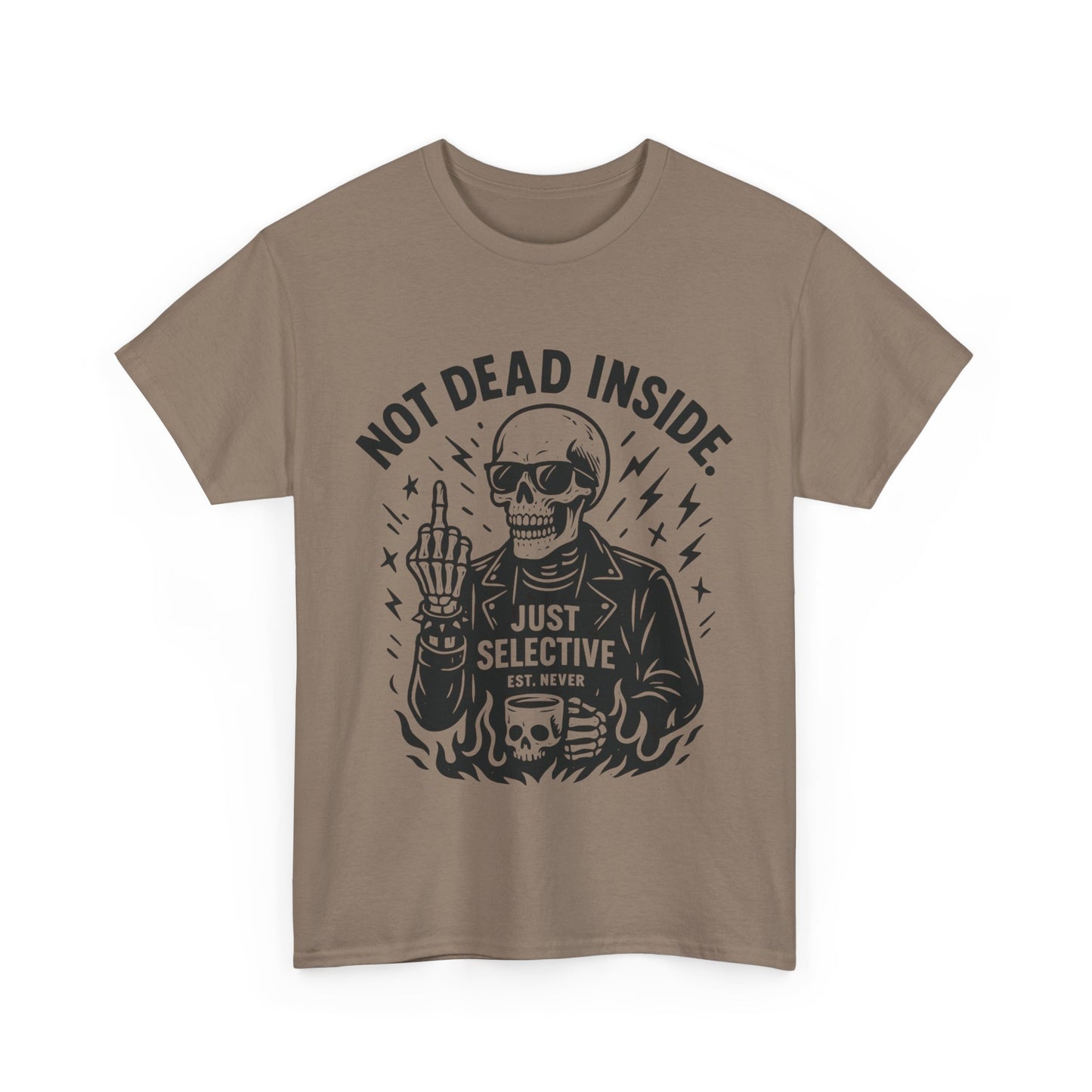 Mens Dark Humor Graphic Shirt, Not Dead Inside, Funny Graphic Shirt for Casual Wear, Gifts for Him, Halloween, Occasions, Funny Skeleton Tee