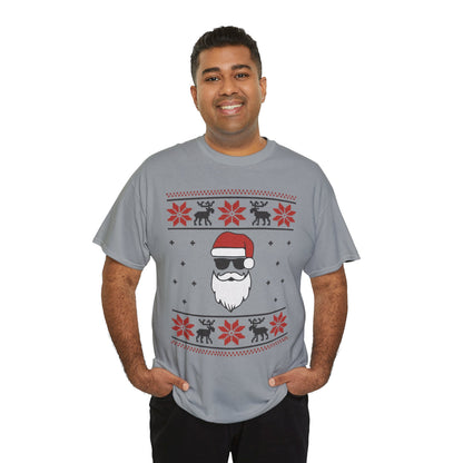 Cool Santa Men's T-Shirt, Funny Christmas Tee, Retro Knit Pattern Holiday Shirt