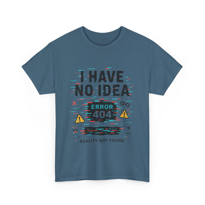 Funny Error 404 Unisex Heavy Cotton Tee, Graphic Tee, Humor Shirt, Gift for Tech Lovers, Casual Wear, Unique T-Shirt