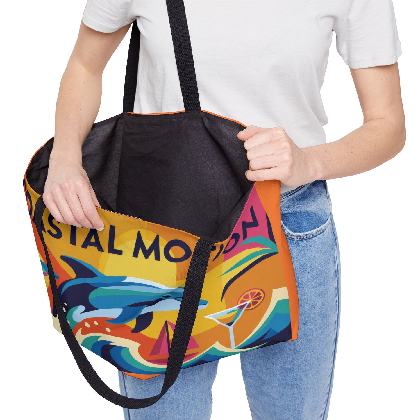 Beachy Coastal Motion Weekender Tote Bag, Travel Bag, Beach Bag, Summer Accessory, Vacation Tote, Gift for Ocean Lovers