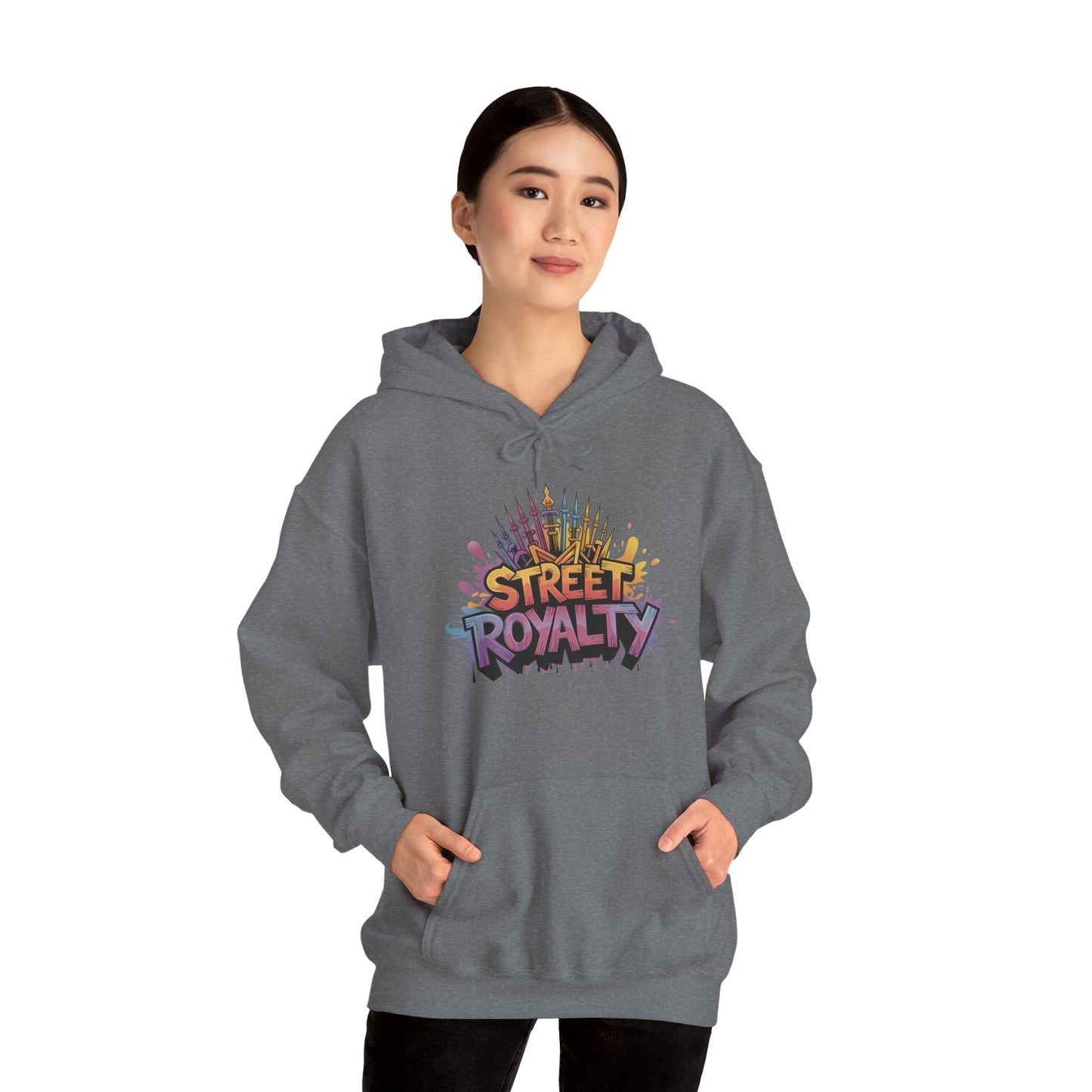 Street Royalty Women's Hoodie, Graffiti Crown Graphic Pullover, Urban Streetwear Sweatshirt for Girls