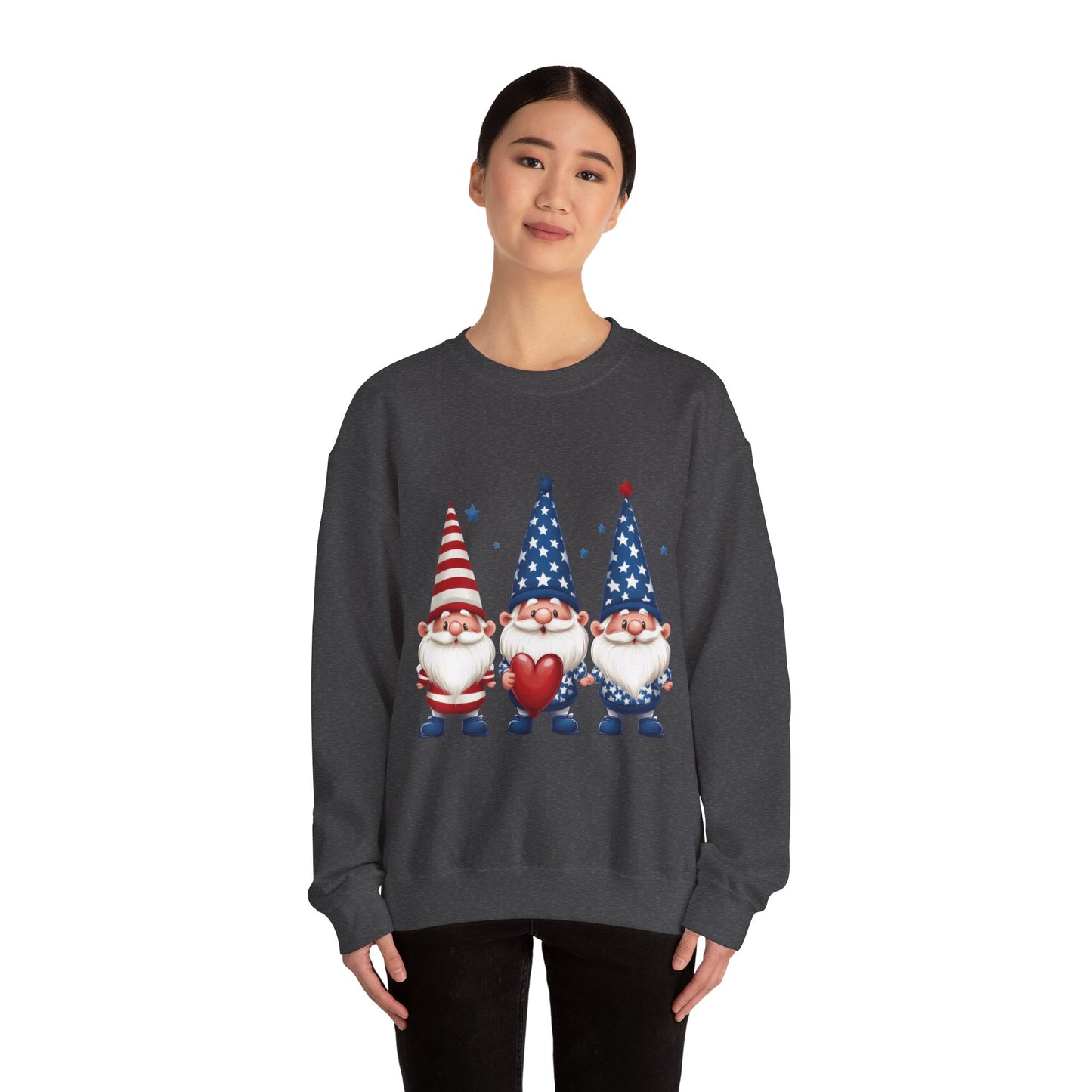 Patriotic Gnome Sweatshirt, Cozy Casual Wear for Independence Day, Gift for Gnome Lovers, 4th of July Apparel, All-Year Comfort