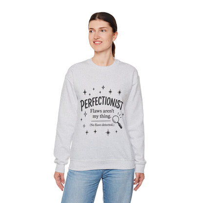 Womens Perfectionist Sweatshirt, Funny Clean Design with Stars, No Flaws Detected Quote Pullover, Minimalist Cozy Gift for Her