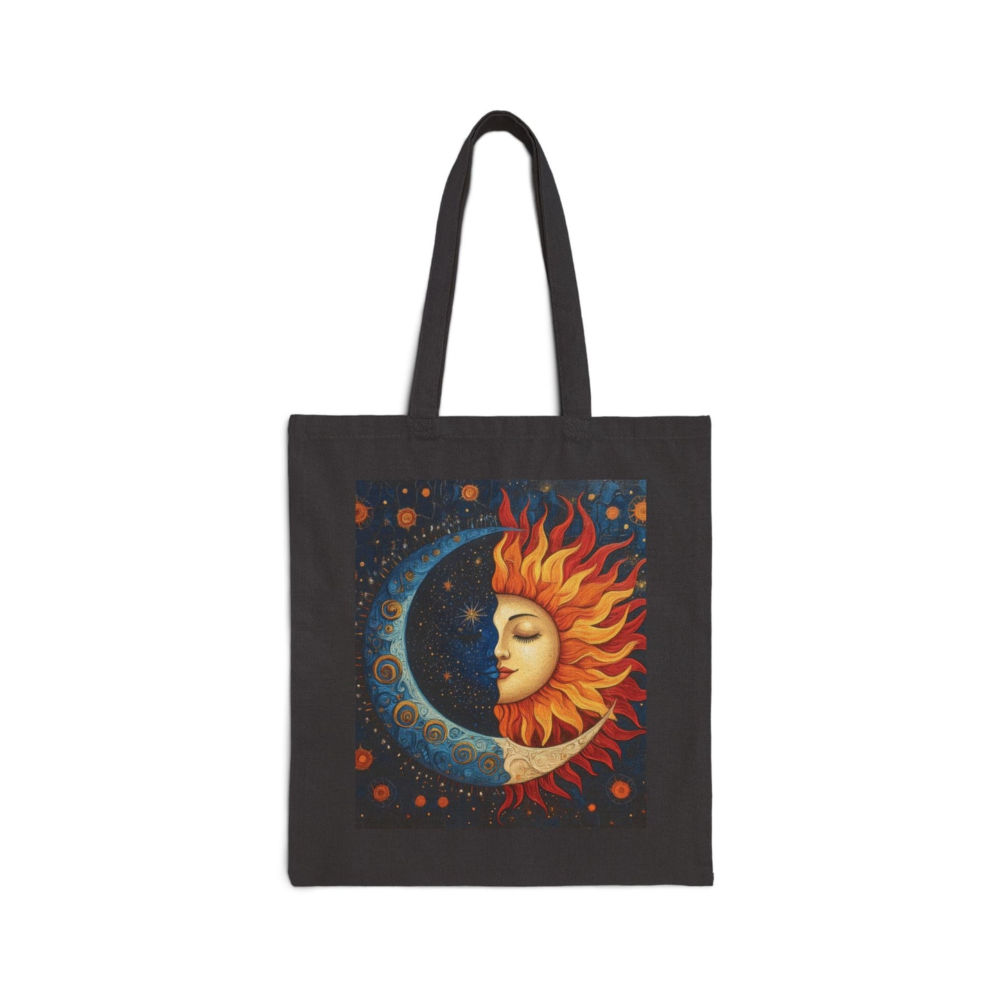 Sun and Moon Cotton Canvas Tote Bag, Eco-Friendly Tote, Boho Chic Bag, Nature Lover Gift, Astrology Tote, Reusable Grocery Bag