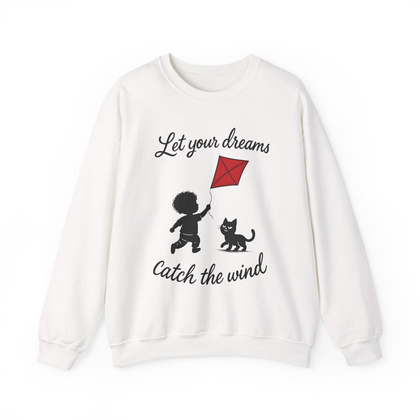 Dream Big Womens Crewneck Sweatshirt, Inspirational Gift, Cozy Lounge Wear, Cat Lover's Apparel, Kid's Motivation Sweatshirt