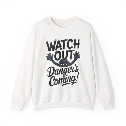 Mens Casual Crewneck Sweatshirt with Warning Message, Funny Gift for Friends, Cozy Layer for Everyone, Great for Halloween, Fall