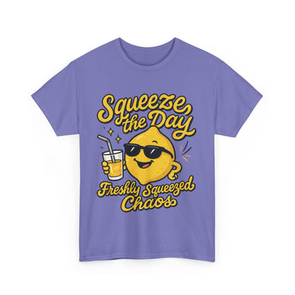 Funny Lemon Shirt for Women - Squeeze The Day Freshly Squeezed Chaos Tee - Cute Positive Citrus Graphic Tee, Fun Summer Tee for Beach Vibes
