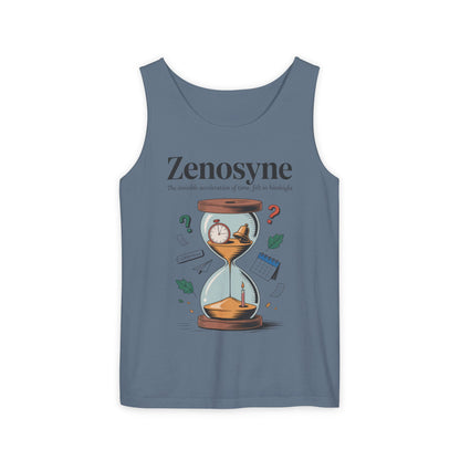 Zenosyne Tank Top, Unisex Garment-Dyed Tee, Time Awareness Gift, Casual Summer Wear, Philosophy Shirt, Unique Everyday Apparel