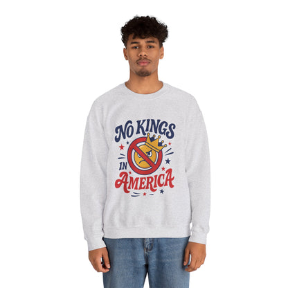 No Kings in America Sweatshirt - Funny Patriotic Anti Monarchy Pullover - USA Independence Sweater, Political Apparel, Gift for Activists