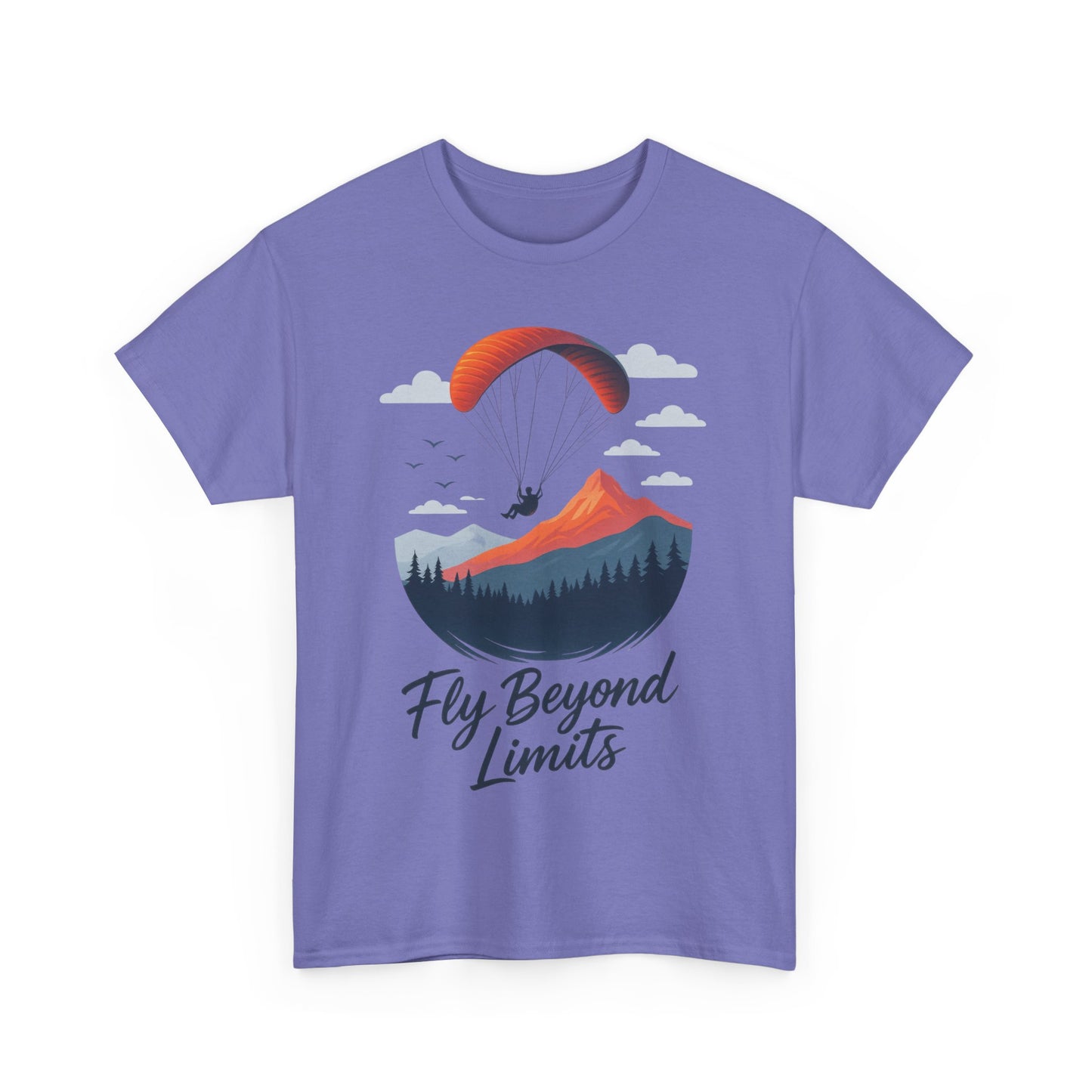 Paragliding Adventure T-Shirt, Mountain Landscape Tee, Nature Travel Lover Shirt, Outdoor Hiking Gift, Unisex Heavy Cotton Tee
