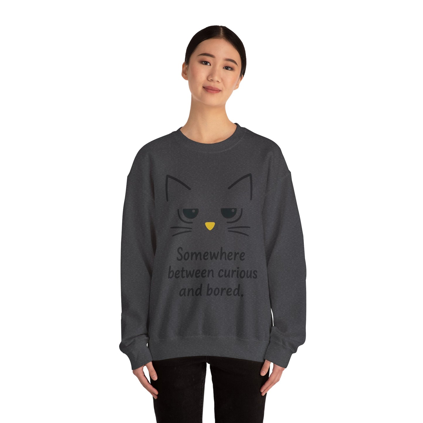 Whimsical Cat Crewneck Womens Sweatshirt, Cozy Relaxed Wear, Perfect Gift for Cat Lovers, Casual Everyday Style