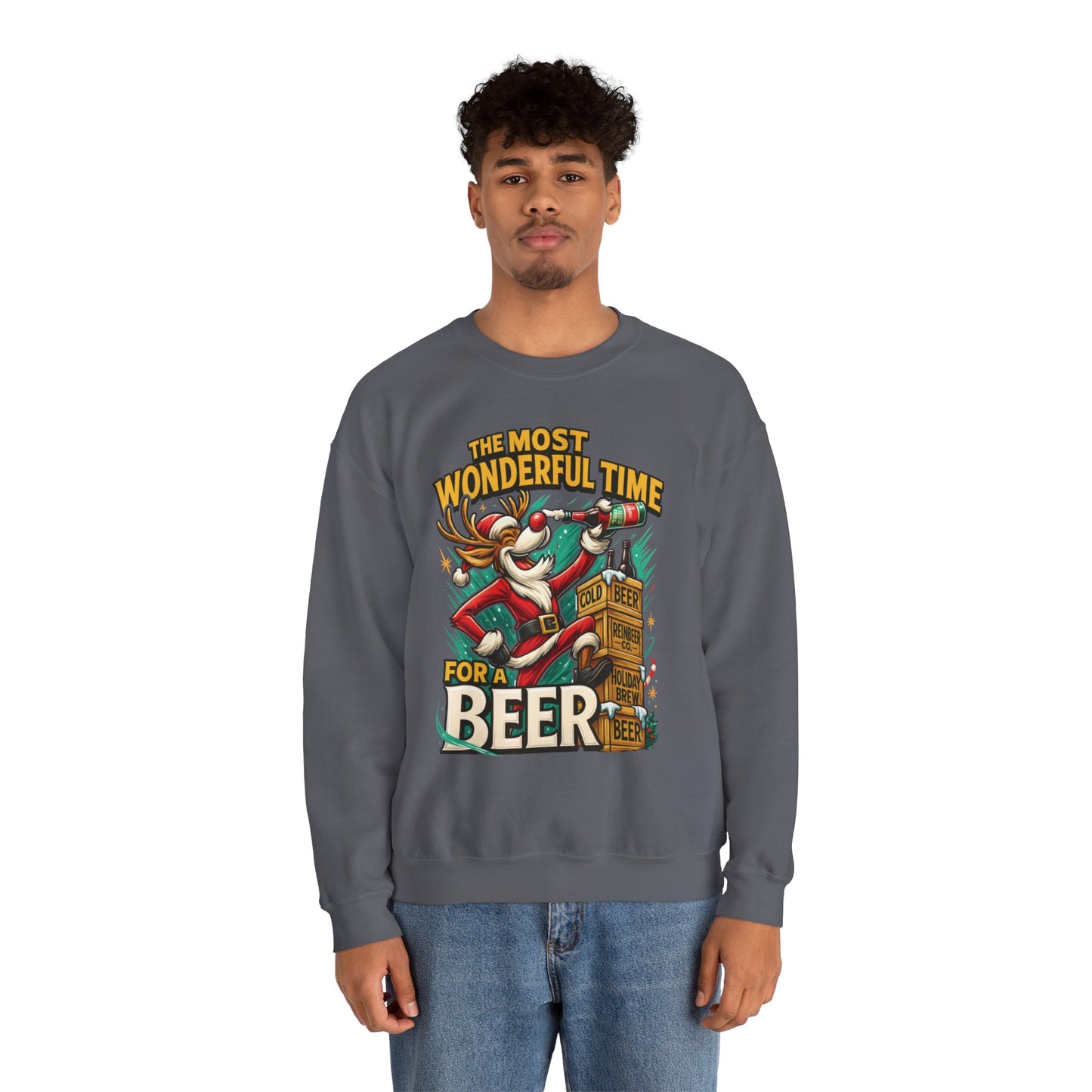 Funny Christmas Beer Sweatshirt, The Most Wonderful Time for a Beer