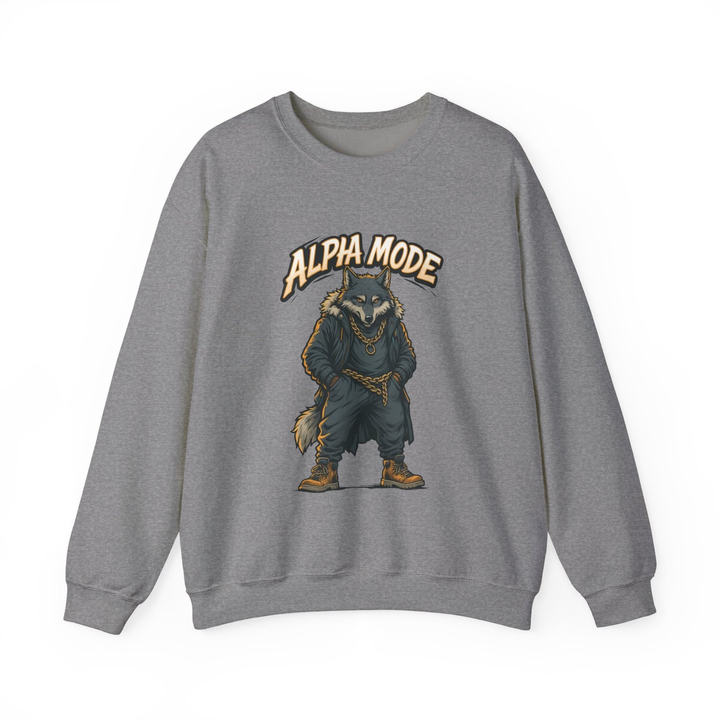 Alpha Mode Wolf Crewneck Sweatshirt, Mens Streetwear Pullover, Hip Hop Savage Wolf Sweater, Alpha Male Graphic Crewneck, Urban Wolf Gift