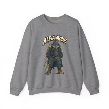 Alpha Mode Wolf Crewneck Sweatshirt, Mens Streetwear Pullover, Hip Hop Savage Wolf Sweater, Alpha Male Graphic Crewneck, Urban Wolf Gift