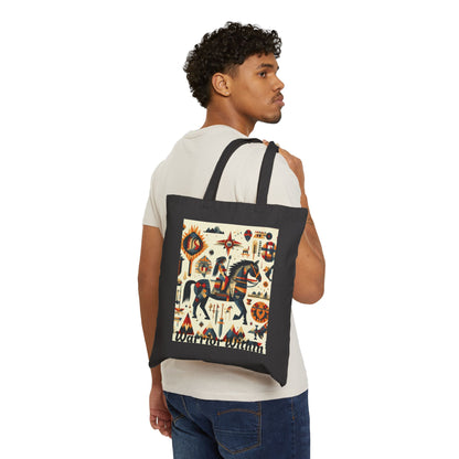 Warrior Within Cotton Canvas Tote Bag, Boho Tote, Eco-Friendly Bag, Gift for Her, Travel Accessory, Art Print Bag
