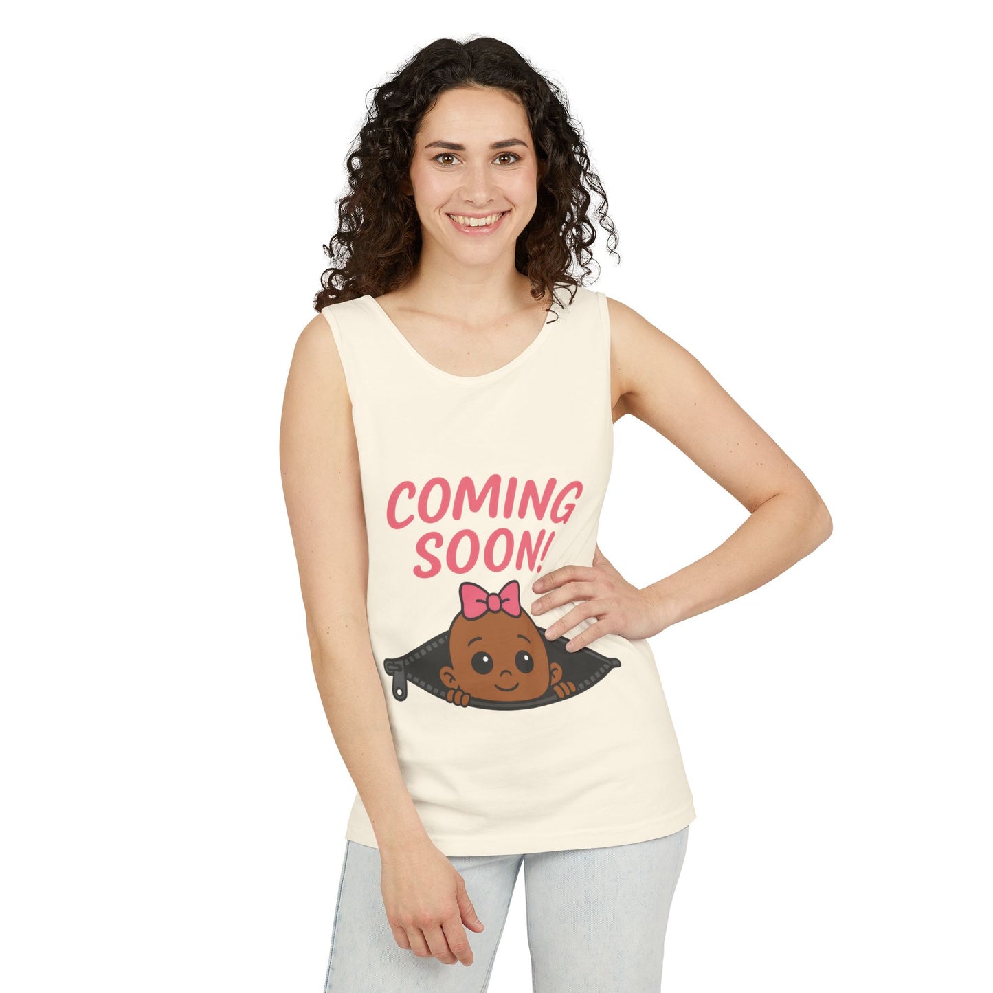 Coming Soon Maternity  Tank Top, Cute Baby Girl Pregnancy Announcement Shirt, Expecting Mom Gift, Gender Reveal Tank, Baby Shower Gift