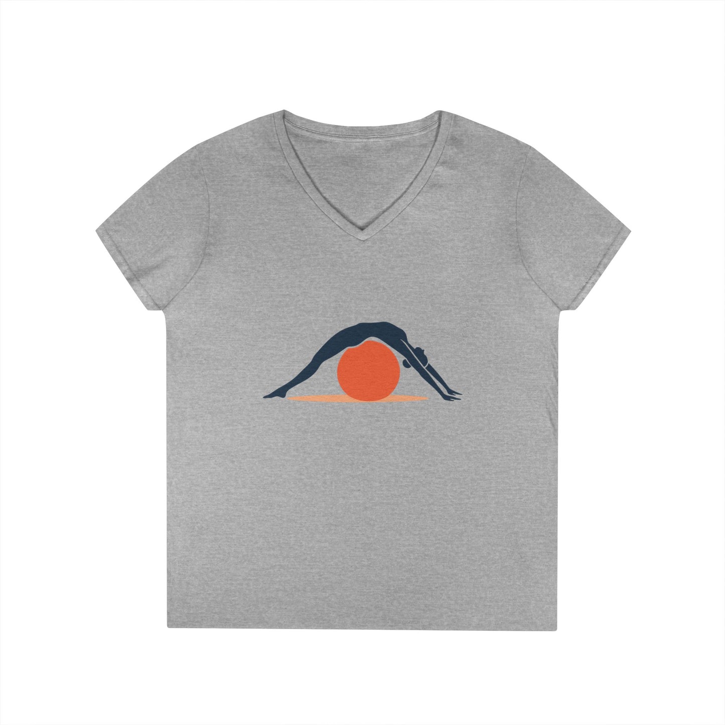 Ladies' V-Neck T-Shirt, Womens Pilates T-Shirt, Yoga Fitness Graphic Tee, Workout Gym Activewear Top