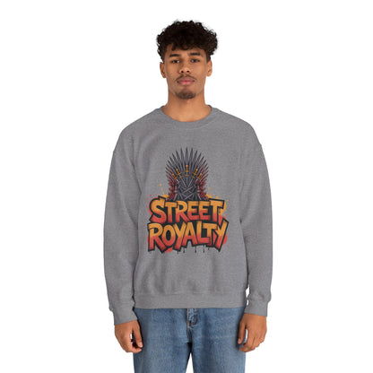 Street Royalty Men's Crewneck Sweatshirt, Graffiti Crown Graphic Pullover, Urban Streetwear Top for Men