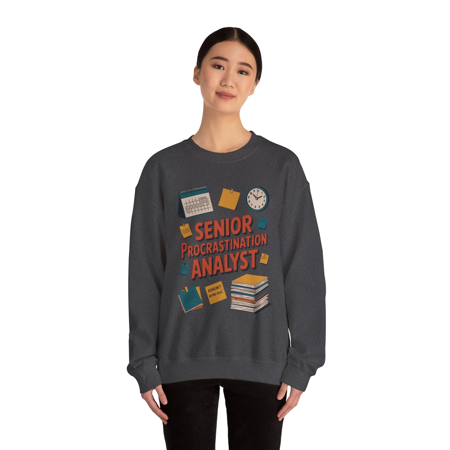 Senior Procrastination Analyst Sweatshirt, Gift for Graduates, Office Humor Apparel, Meme Sweatshirt, Casual Wear, Motivation Humor Apparel