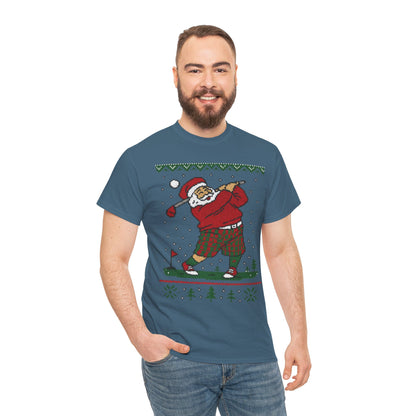Funny Golfing Santa Christmas T-Shirt, Ugly Christmas Golf Shirt for Men, Holiday Golf Player Tee