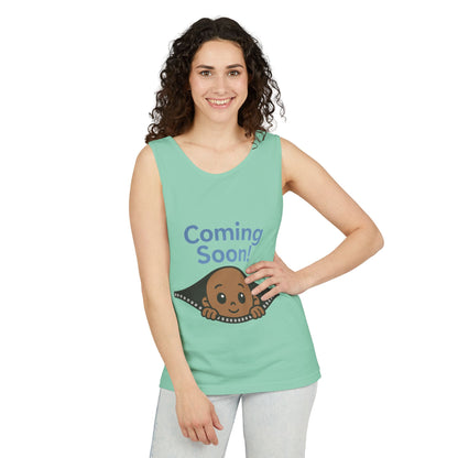 Coming Soon Maternity Tank Top, Cute Baby Boy Pregnancy Announcement Tee, Funny Expecting Mom Gift, Gender Reveal Tee, Baby Shower Top