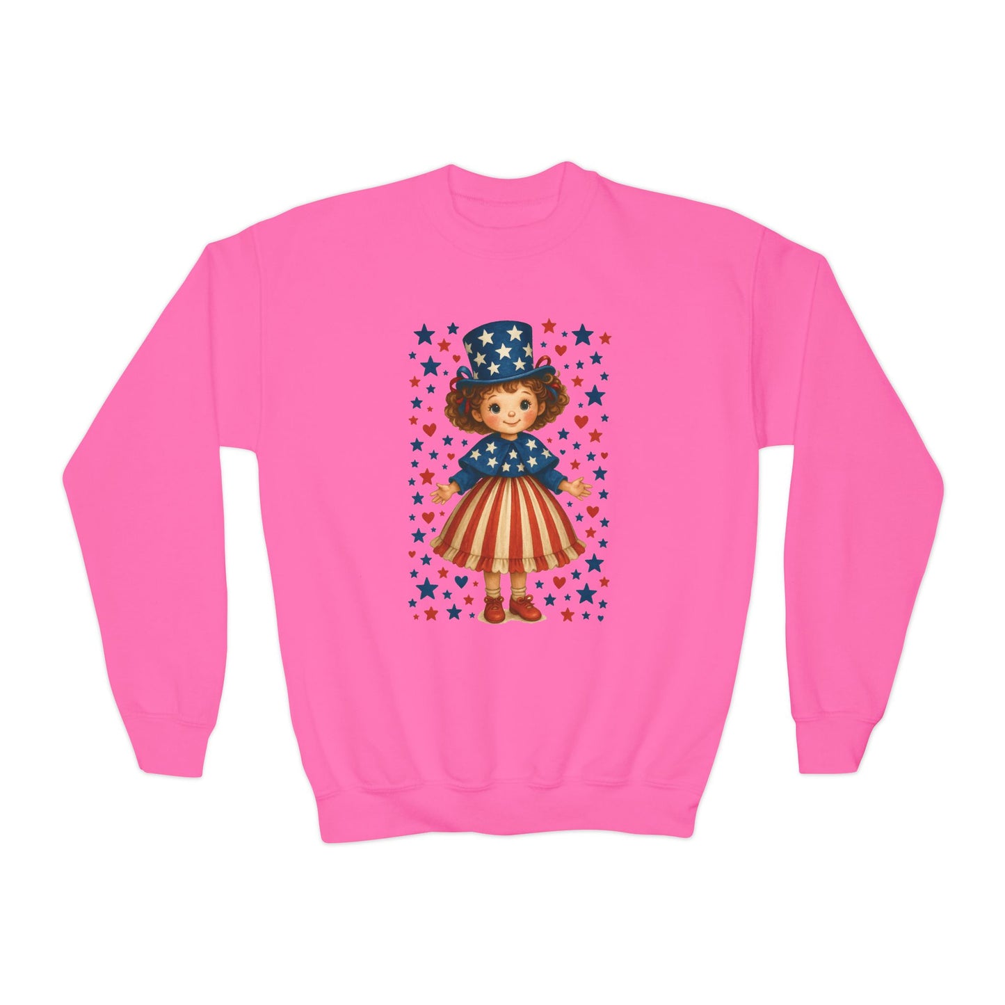 Youth Patriotic Crewneck Sweatshirt, Kids American Flag Sweatshirt, 4th of July, Independence Day Gift, Stars and Stripes