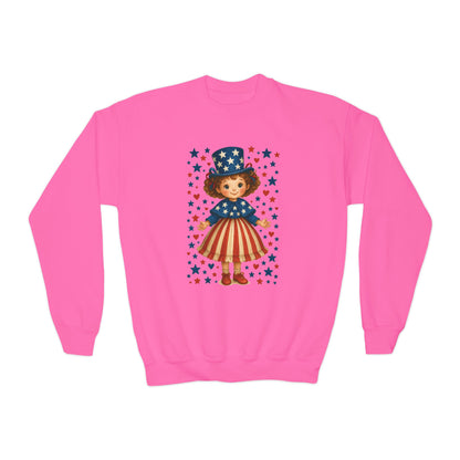 Youth Patriotic Crewneck Sweatshirt, Kids American Flag Sweatshirt, 4th of July, Independence Day Gift, Stars and Stripes