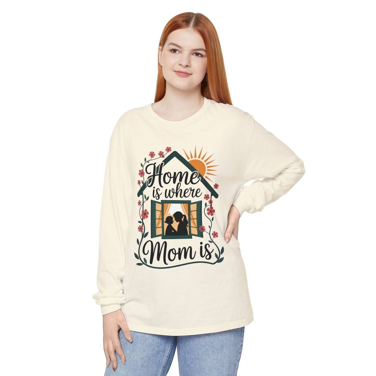 Home Is Where Mom Is Long Sleeve T-Shirt, Mother's Day Cotton Shirt, Cute Family Gift for Mom, Sentimental Mom Gift, mother's day Gift