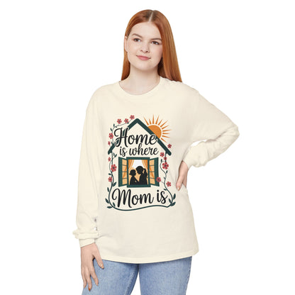 Home Is Where Mom Is Long Sleeve T-Shirt, Mother's Day Cotton Shirt, Cute Family Gift for Mom, Sentimental Mom Gift, mother's day Gift