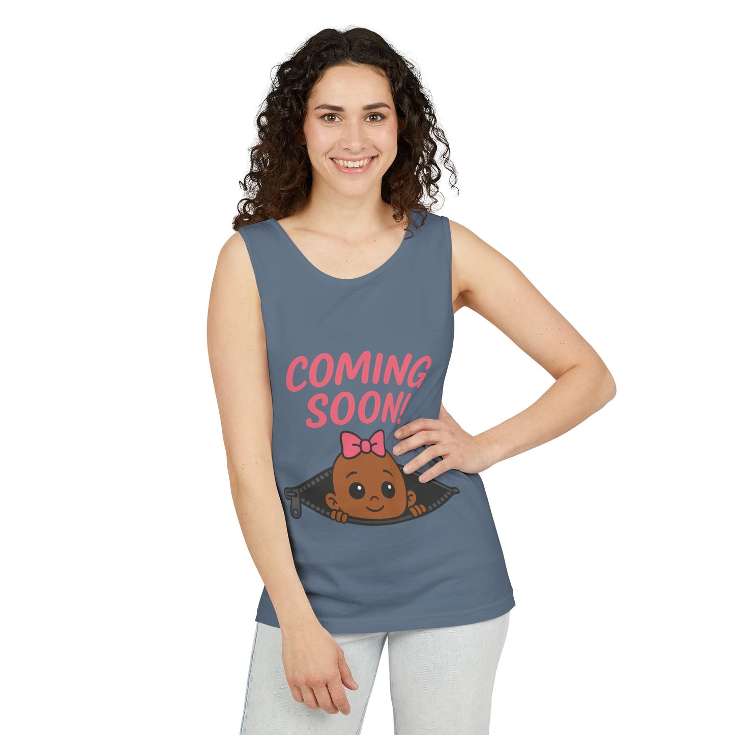 Coming Soon Maternity  Tank Top, Cute Baby Girl Pregnancy Announcement Shirt, Expecting Mom Gift, Gender Reveal Tank, Baby Shower Gift