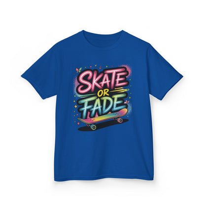 Skate Or Fade Girls Shirt, Colorful Graffiti Skateboarding Tee, Kids Heavy Cotton™ Tee