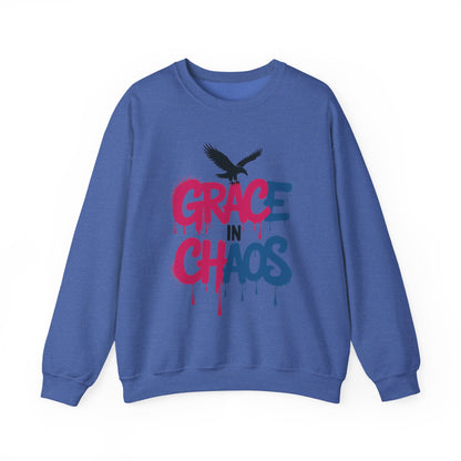Women's Sweatshirt Grace in Chaos, Graffiti Dripping Street Art Pullover, Bold Urban Graphic