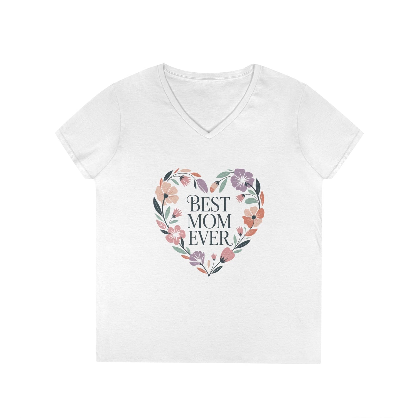 Best Mom Ever Floral V-Neck T-Shirt, Gift for Mom, Mother's Day Shirt, Floral Tee, Mothers Day Gift Shirt