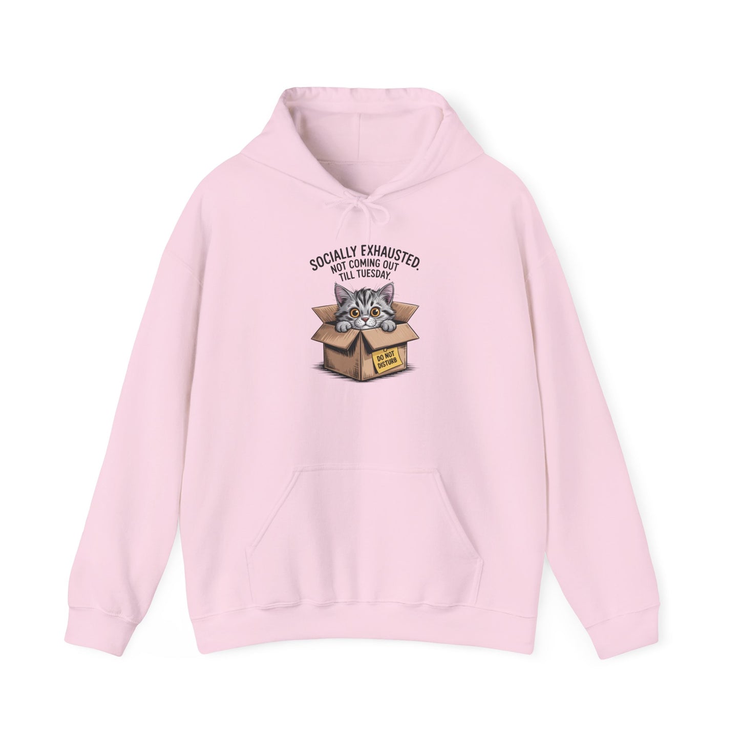 Socially Exhausted Cat Hoodie - Cozy Sweatshirt for Cat Lovers, Funny Gift, Casual Wear, Unique Animal Apparel, Perfect for Relaxing Days