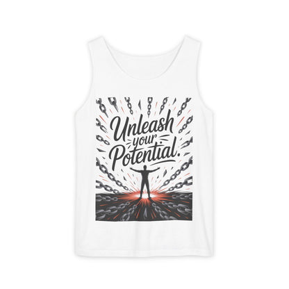 Men's Motivational Tank Top, "Unleash Your Potential" Graphic, Inspirational Gym Wear, Fitness Apparel, Summer Top, Gift for Him