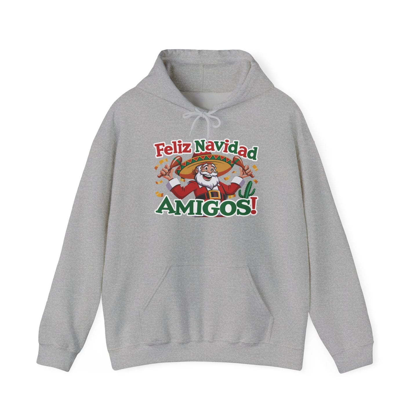 Feliz Navidad Amigos Hoodie, Funny Mexican Santa Christmas Hoodie, Latin Fiesta Holiday Sweatshirt for Men