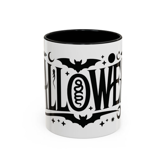 Gothic Halloween Mug, Vintage Typography Coffee Cup, Retro Spooky Aesthetic Gift, Minimal Witchy Academia Drinkware, Coffee Mug (11, 15oz)