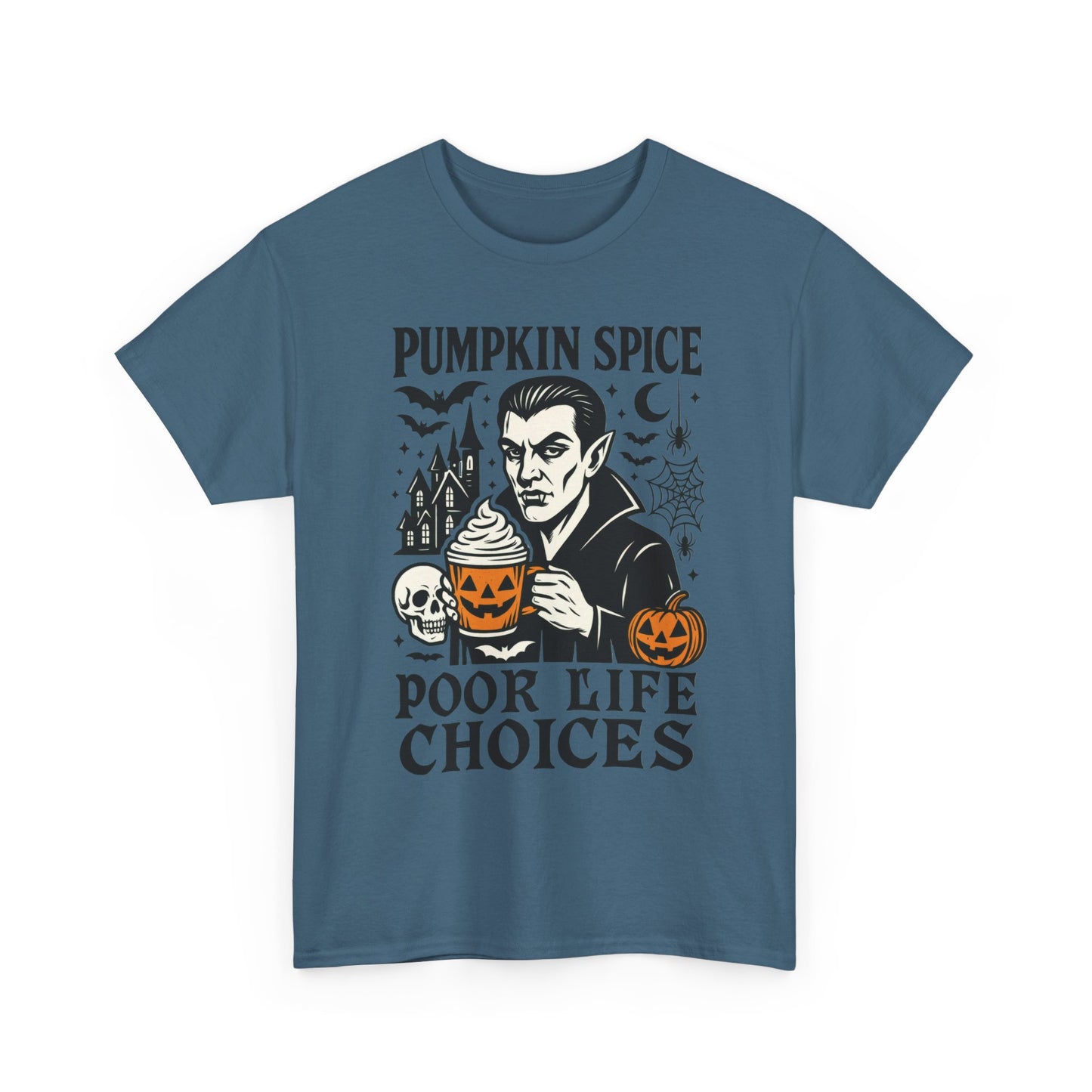 Pumpkin Spice Poor Life Choices Men's T-Shirt, Funny Vampire Coffee Halloween Graphic Tee