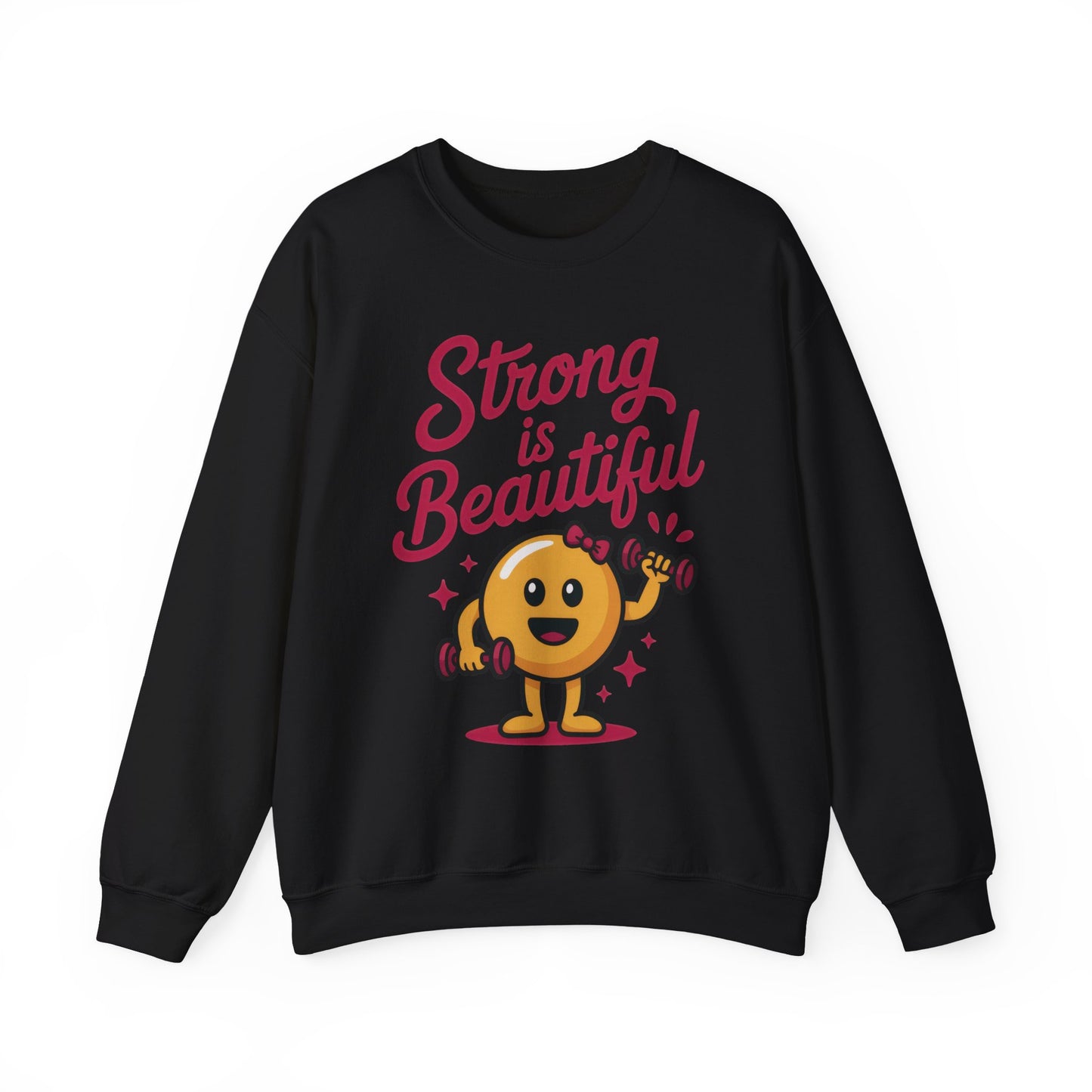 Strong is Beautiful Womens Crewneck Sweatshirt, Cute Fitness Graphic Pullover, Gym and Workout Motivation Sweater, Gift for Fitness Lovers