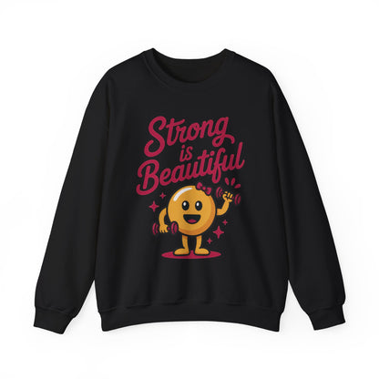Strong is Beautiful Womens Crewneck Sweatshirt, Cute Fitness Graphic Pullover, Gym and Workout Motivation Sweater, Gift for Fitness Lovers