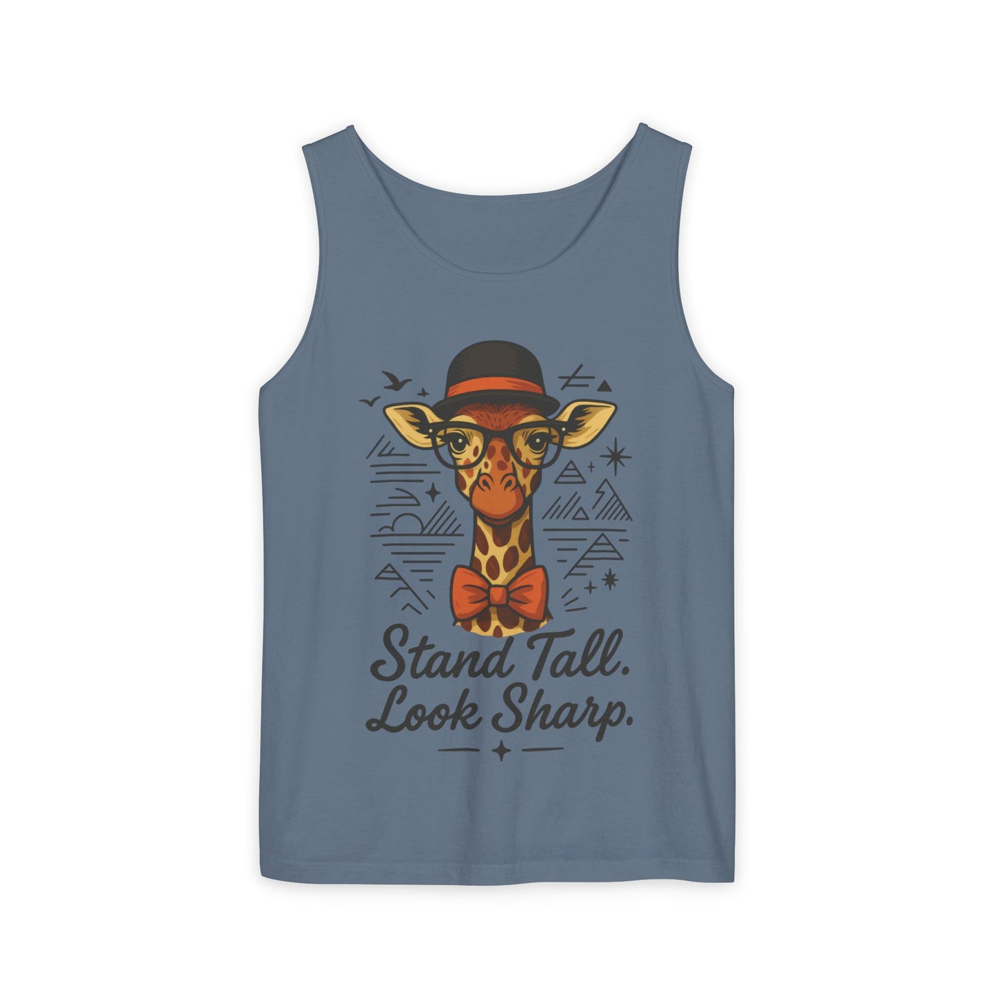 Giraffe Inspirational Tank Top, Stand Tall Look Sharp Shirt, Unisex Summer Apparel, Cute Animal Gift, Zoo Lover's Fashion