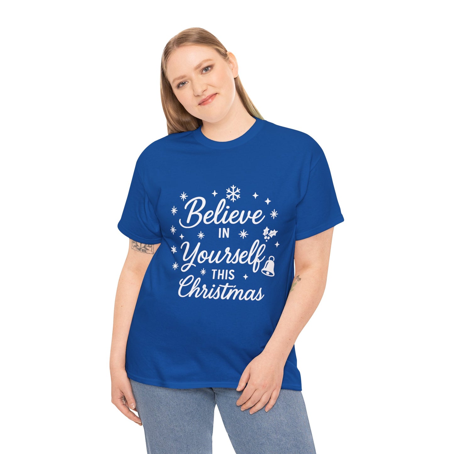 Women's Believe in the Magic Christmas Shirt, Santa Hat Holiday Tee for Women