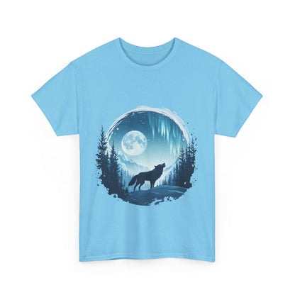 Howling Wolf Under Moonlight Men's T-Shirt, Full Moon Forest Scene Tee, Nature Lover Gift, Outdoor Adventure Clothing