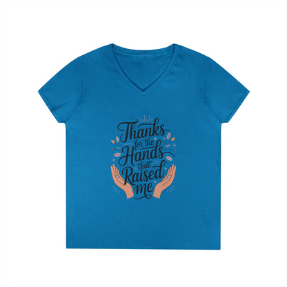 Grateful Hands V-Neck T-Shirt, Mother's Day Gift, Appreciation Tee, Family Love Shirt, Empowering Woman Top, Inspirational Shirt