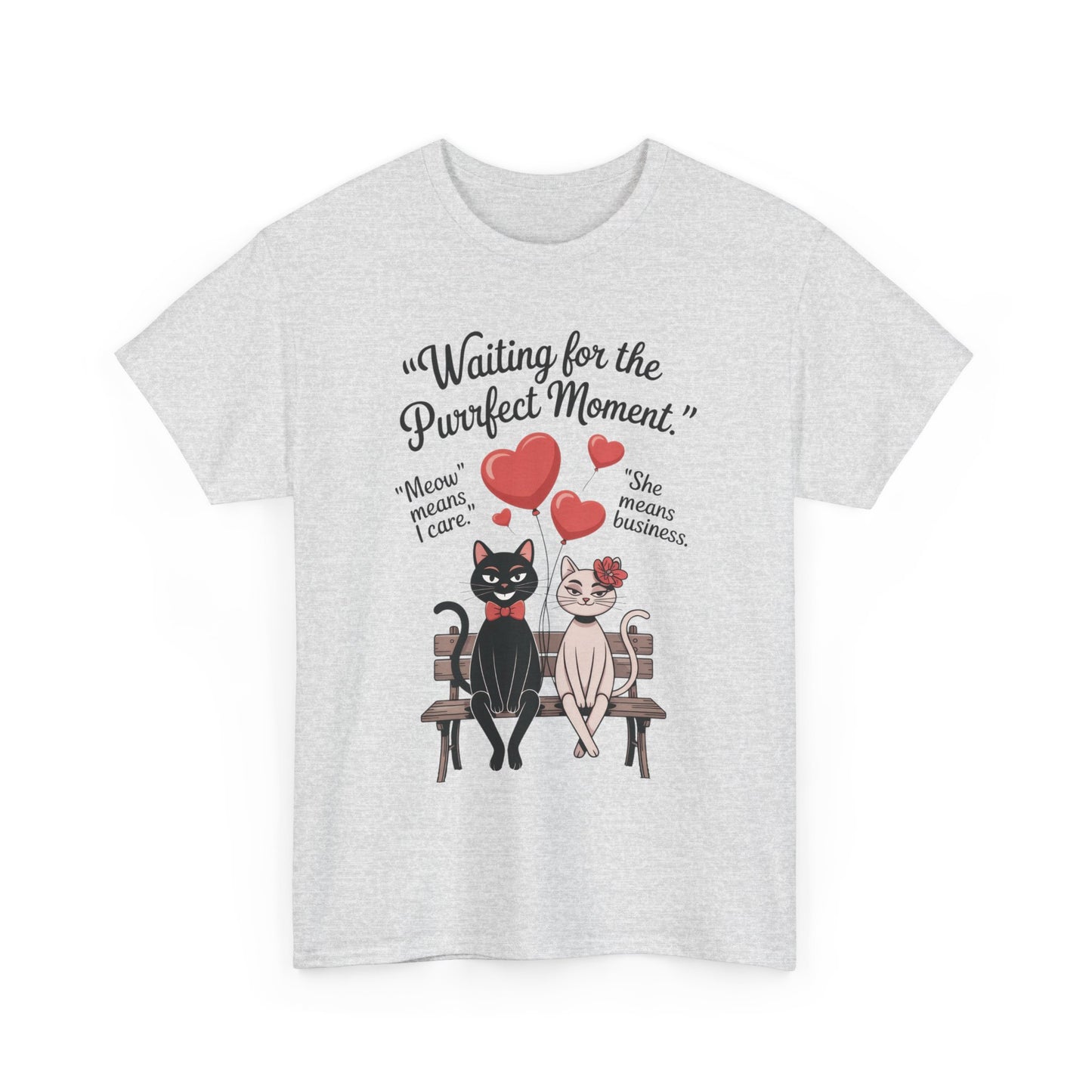 Cute Cat Lovers Tee, Womens Heavy Cotton Tee for Pet Owners, Funny Cat Shirt, Gift for Cat Lovers, Casual T-Shirt, Animal Art Tee